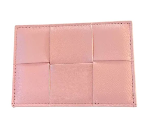 RN260416-K15-PE3E-羊皮-11.5cm(W)*0.5cm(D)*7.5cm(H)-粉紅色-編織卡包