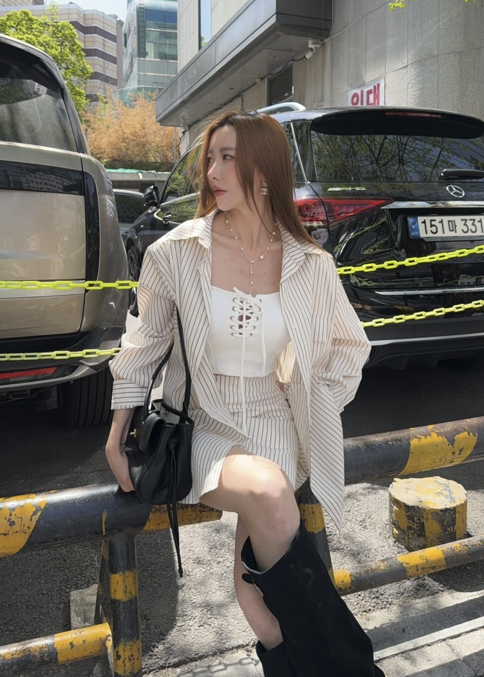 每天必須墊肩寬鬆襯衫+裙子