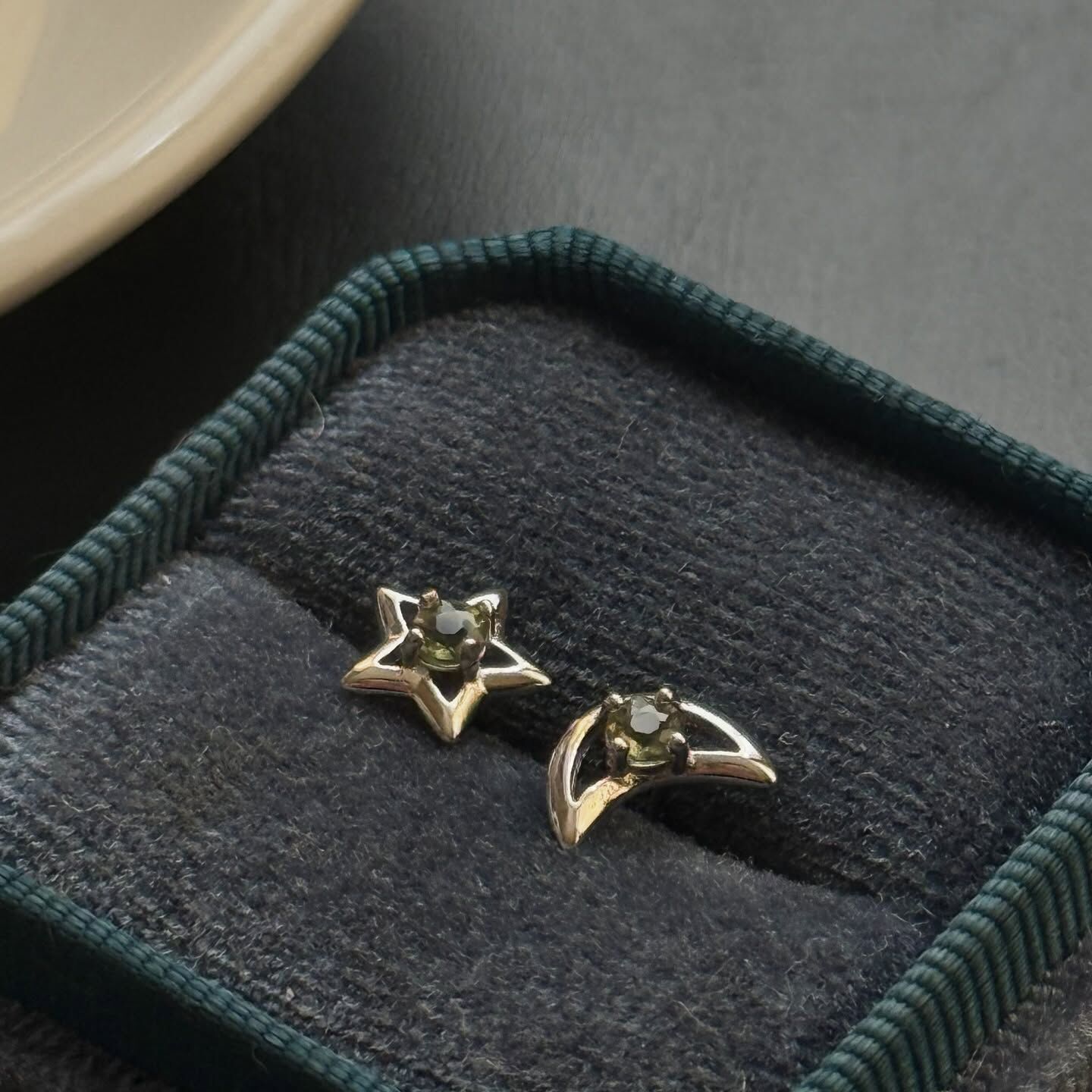 [原石] 捷克隕石 星月 925銀耳環 水晶耳環（附證書）