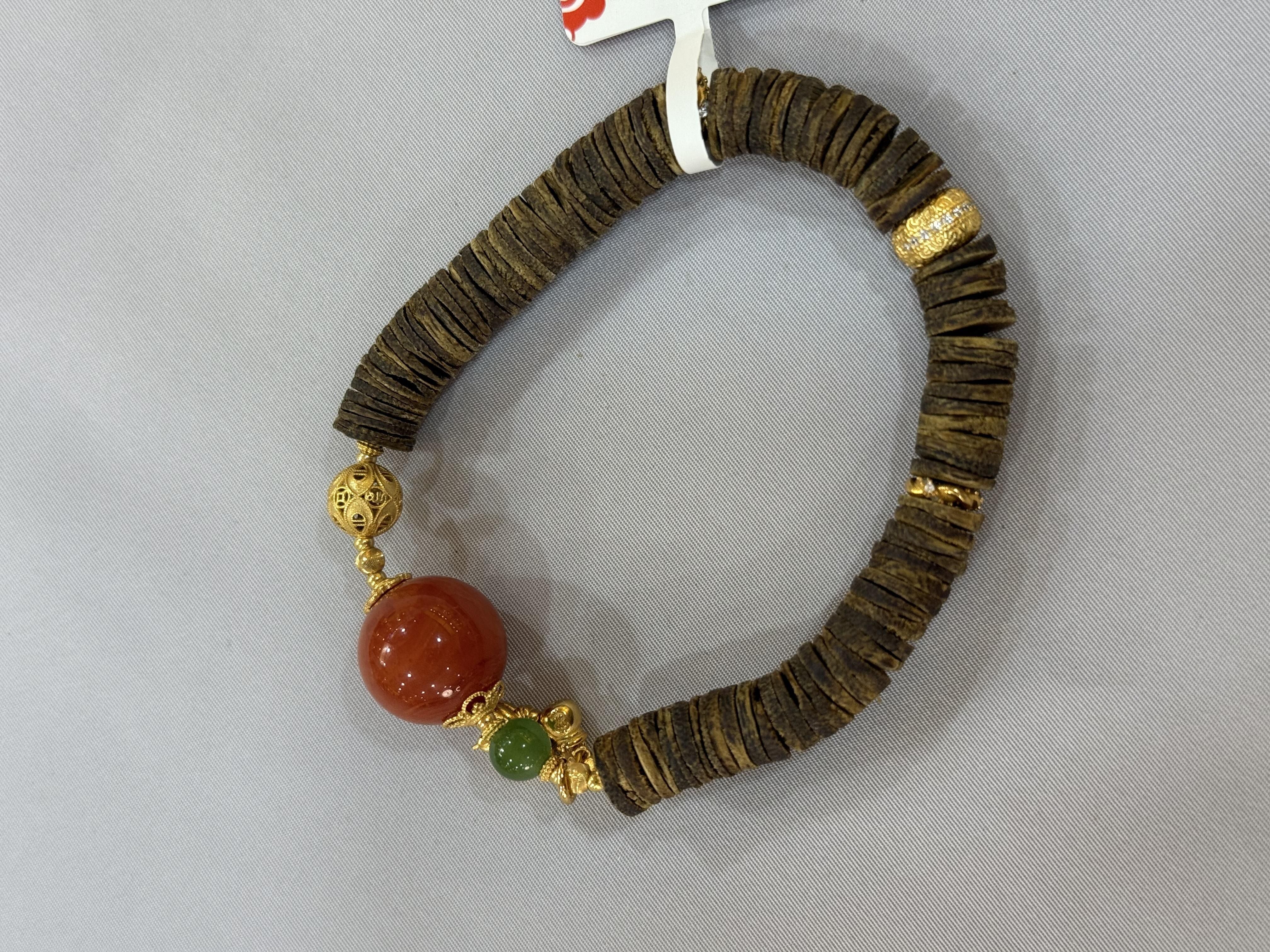 0416gz140-GZday3-沉香4月-南紅+925銀鍍金+碧玉+沉水沉香＋棋楠(A140)