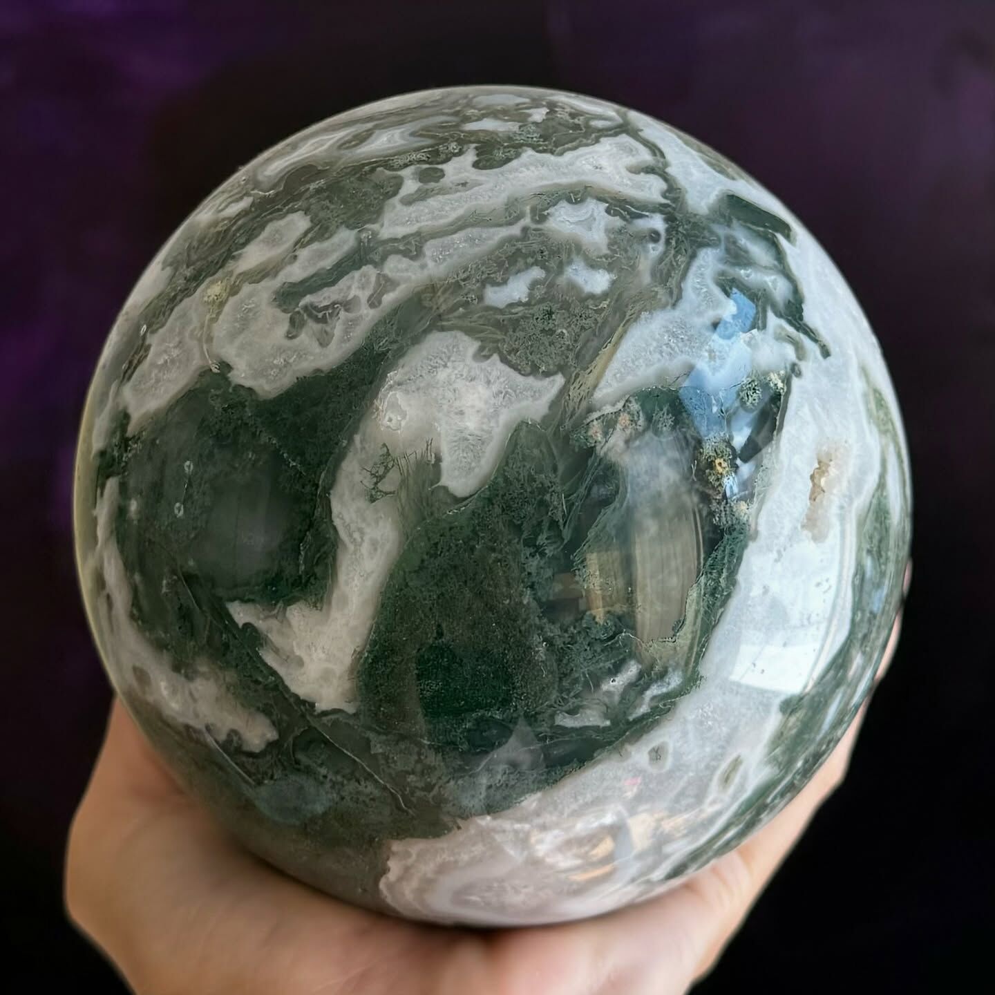 [原石] 水草瑪瑙 水晶球 10公分