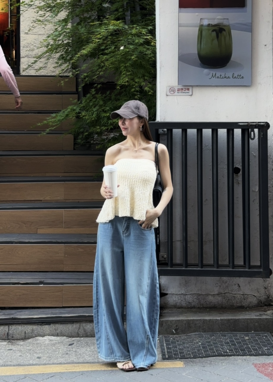 後設計帶軟布彎刀牛仔褲