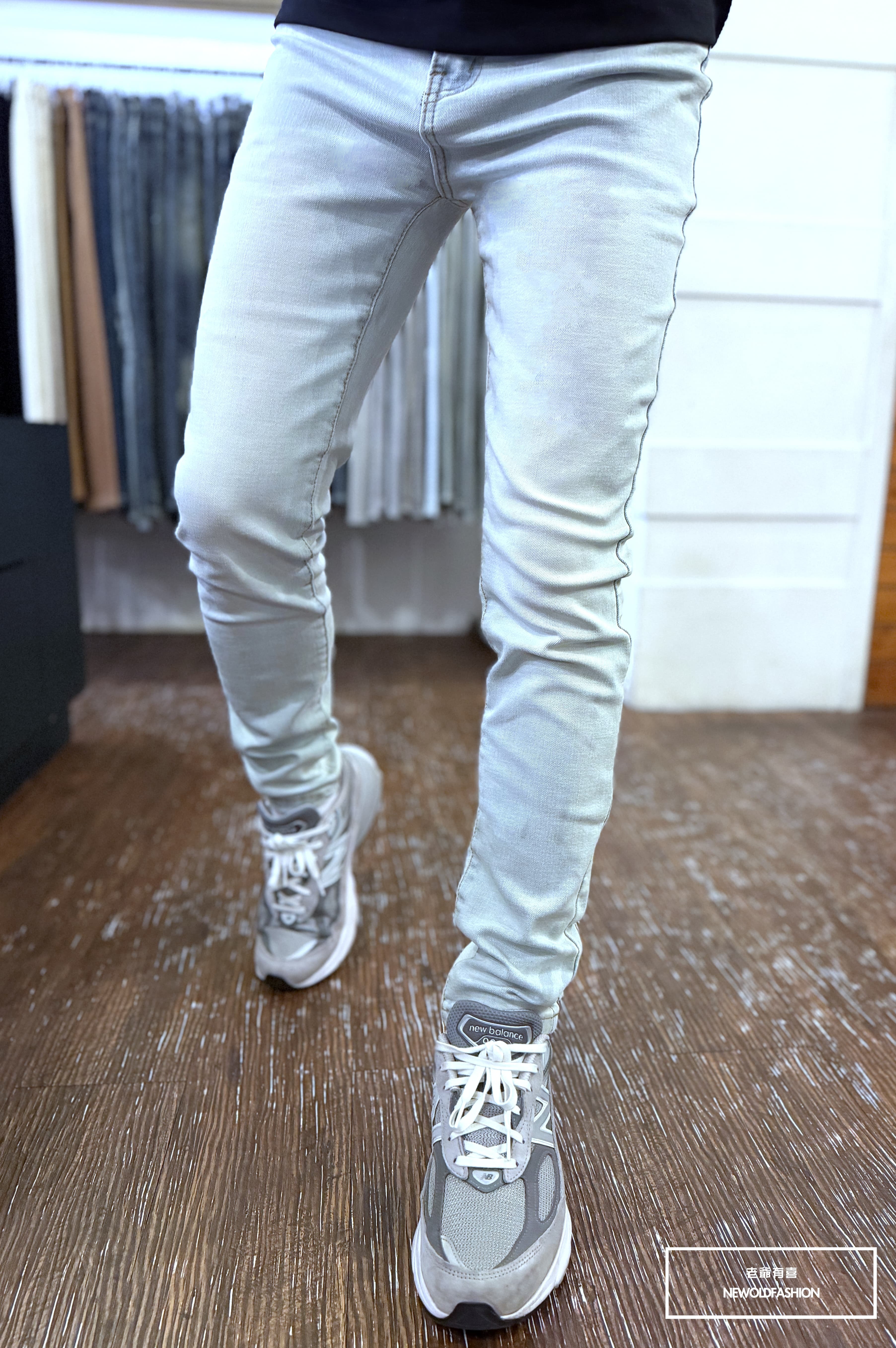 『熱銷到貨』重磅復古全素水洗藍小直筒褲(NOF21043077)