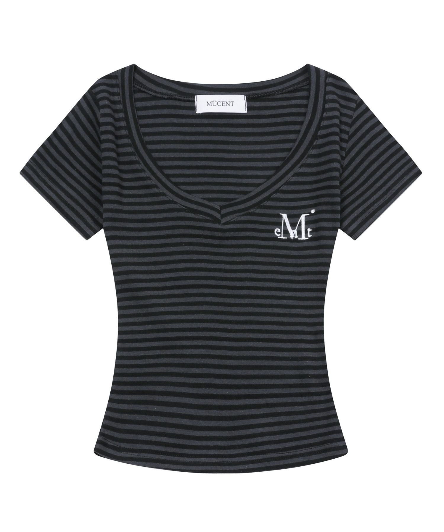 MUCENT Emma V領條紋短袖T恤 P00000XG