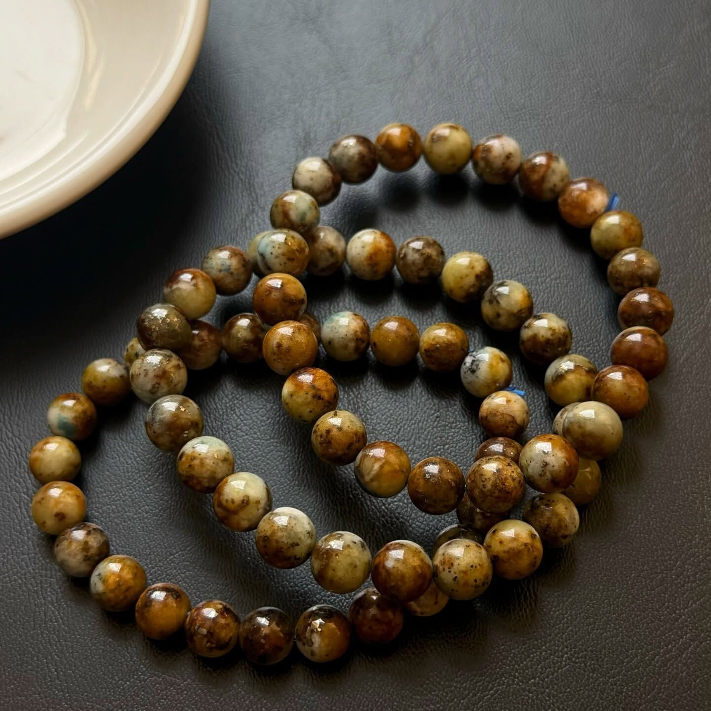 [原石] 白鐵礦共生瑪瑙和一些些藍銅 水晶手串