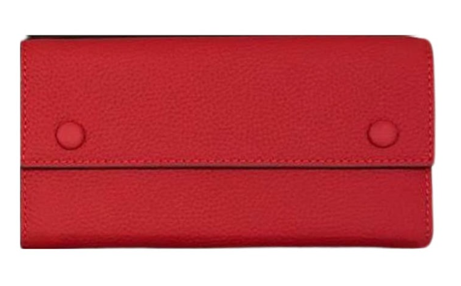 RN260416-K186-PE30C-荔枝紋頭層牛皮-19cm(w)*3.5cm(D)*10cm*(H)-紅色-長銀包(10張卡位,中間拉鍊小格)