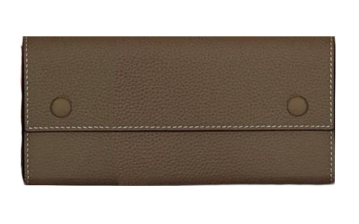 RN260416-K192-PE30I-荔枝紋頭層牛皮-19cm(w)*3.5cm(D)*10cm*(H)-大象灰色-長銀包(10張卡位,中間拉鍊小格)