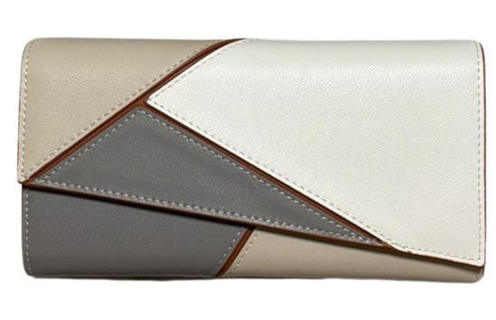 RN260416-K176-PE33C-頭層牛皮-19cm(W)*3.5cm(D)*10cm(H)-白拼灰色-拼圖銀包(12卡位,1拉鏈格,2大格)