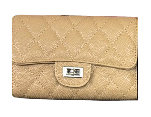 RN260416-K182-PE29E-頭層牛皮-15.5cm(W)*3cm(D)*11cm(H)-杏色-3摺銀包(內有拉鍊格,5張卡位)