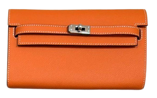 RN260416-K155-PJ46A-手掌紋 牛皮-21cm(W)*4cm(D)*13cm(H)-橙-長銀包(4卡位-有拉鍊隔, 配皮肩帶)