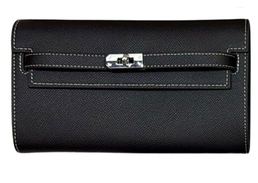 RN260416-K159-PJ46E-手掌紋 牛皮-21cm(W)*4cm(D)*13cm(H)-黑-長銀包(4卡位-有拉鍊隔, 配皮肩帶)