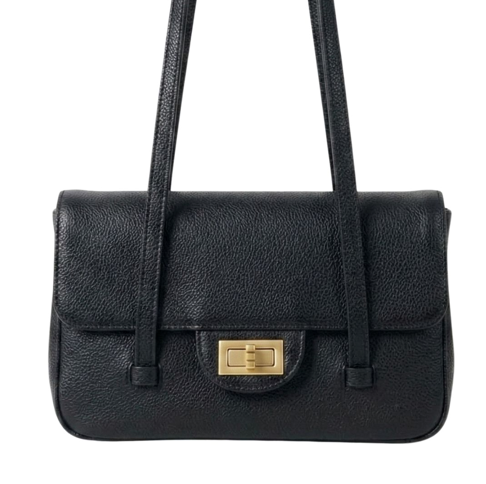 RN260416-K31-PR36A-頭層牛皮-25cm(W)*6cm(D)*17cm(H)-黑色金扣(大)-翻蓋包(手挽/腋下/側揹) 送 絲巾*1條(款式隨機)