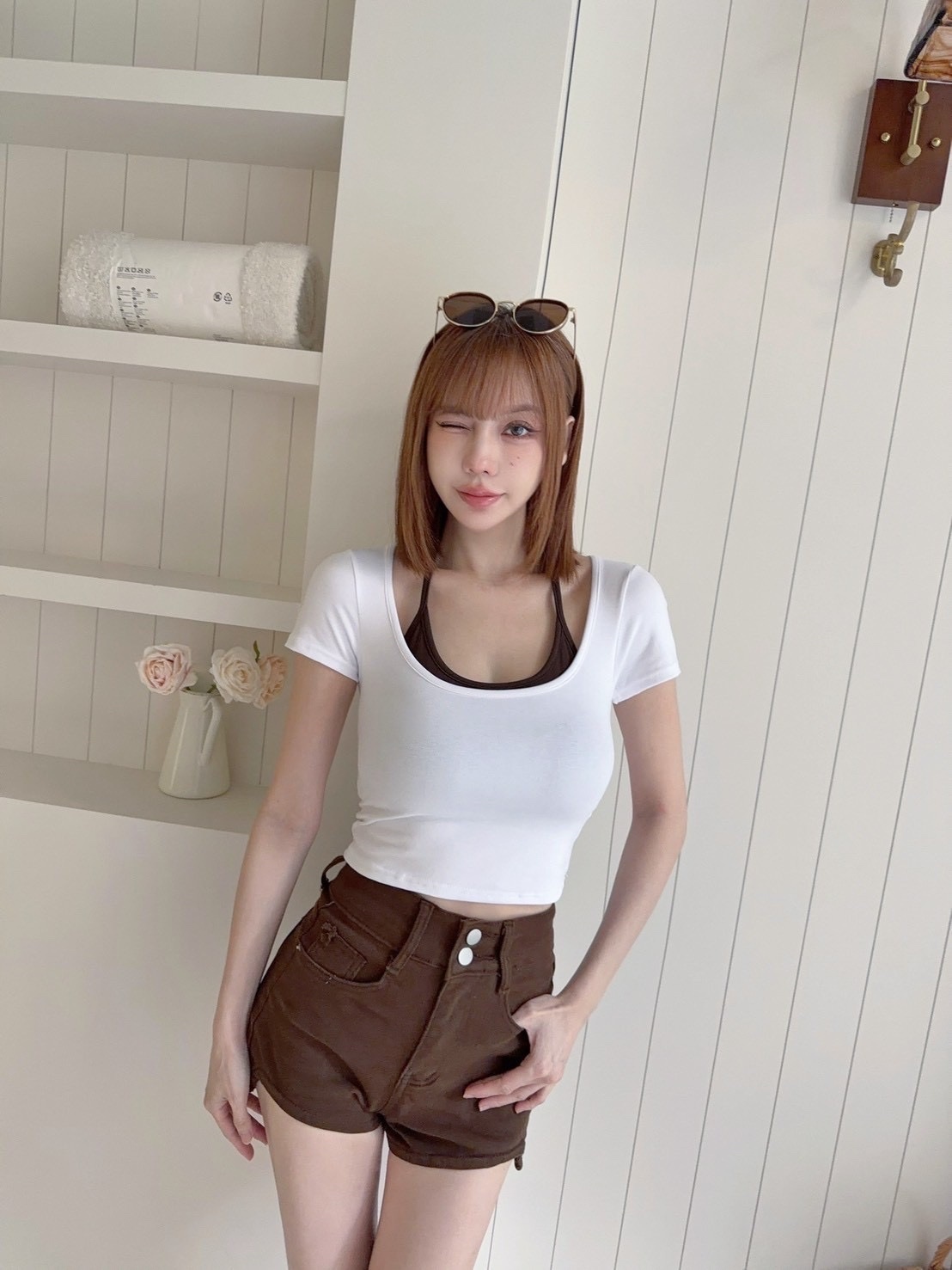 [新品九折優惠] 🇹🇼拼色假兩件繞脖上衣｜簡約唔單調