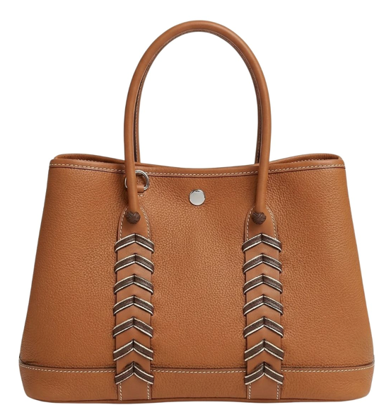 RN260416-K68-PJ9B-頭層牛皮-30cm(W)*14.5cm(D)*21cm(H)-金棕色-編織款 Totebag(附肩帶-手提/側揹/斜揹) 送 絲巾*1條(款式隨機)