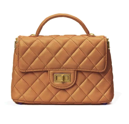 RN260416-K41-PT9A-羊皮-20cm(W)*6cm(D)*12.5cm(H)-金棕色-菱格鏈條包(手挽/腋下/斜揹) 送 絲巾*1條(款式隨機)