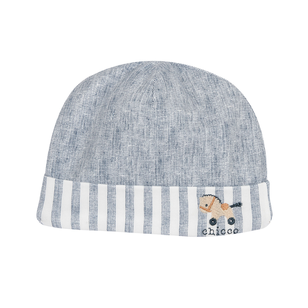玩具樂園-剪接條紋反折嬰兒帽