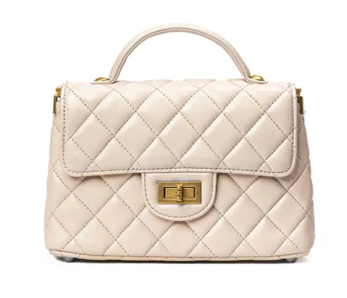 RN260416-K42-PT9B-羊皮-20cm(W)*6cm(D)*12.5cm(H)-奶白色-菱格鏈條包(手挽/腋下/斜揹) 送 絲巾*1條(款式隨機)