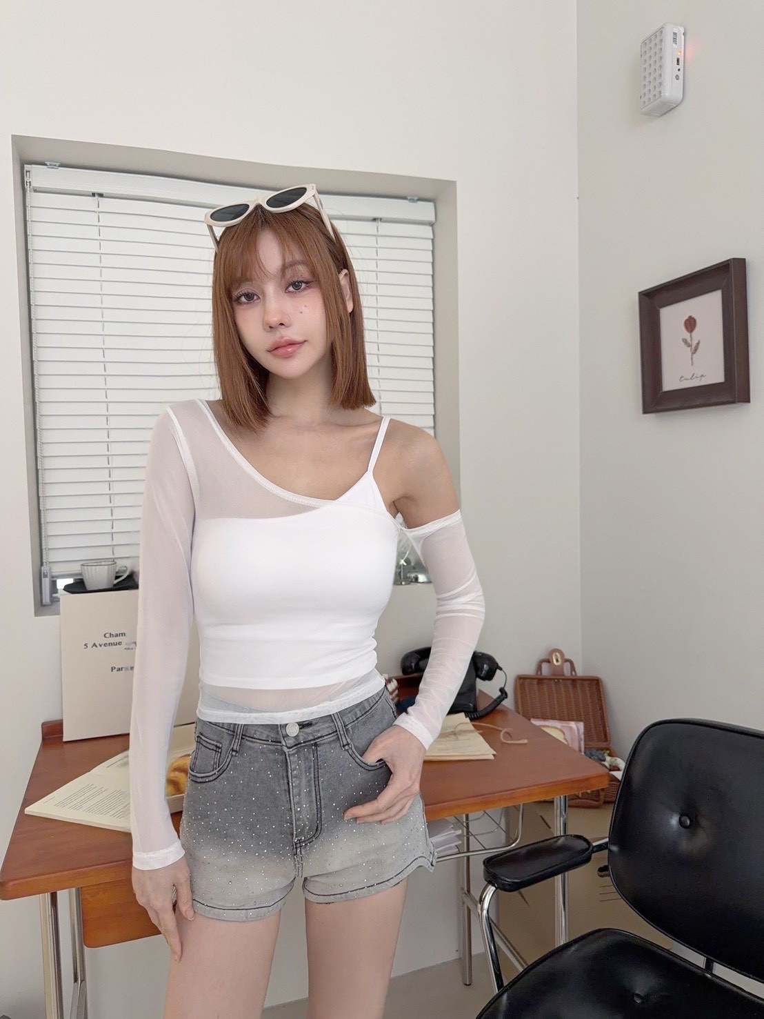 [新品九折優惠] 🇹🇼網紗斷袖＋單肩背心 | 一件價錢兩種著法