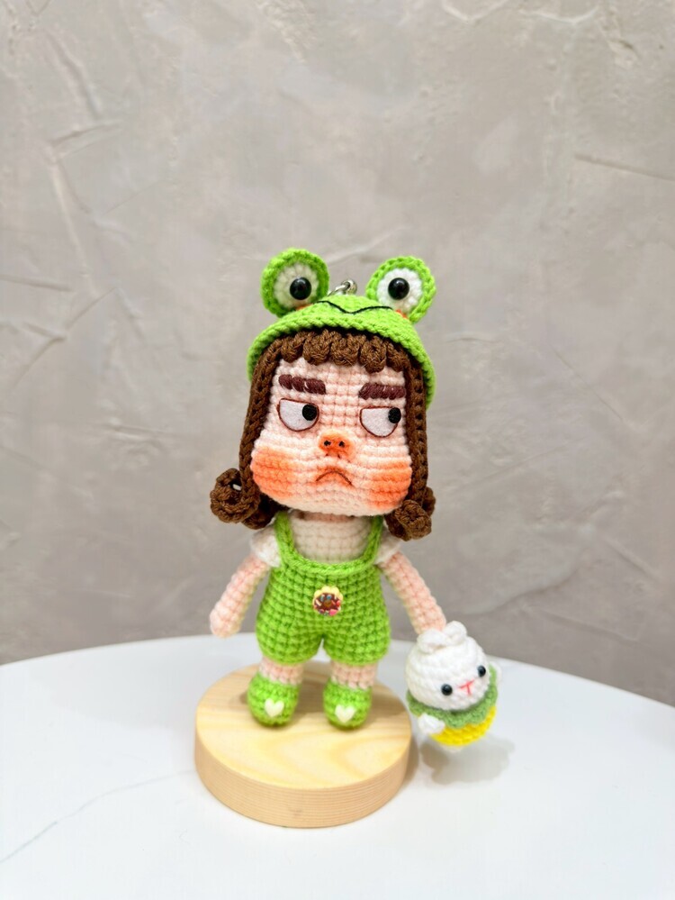 『綠色青蛙』立體動物帽子醜娃吊飾-8號『約15-16cm』
