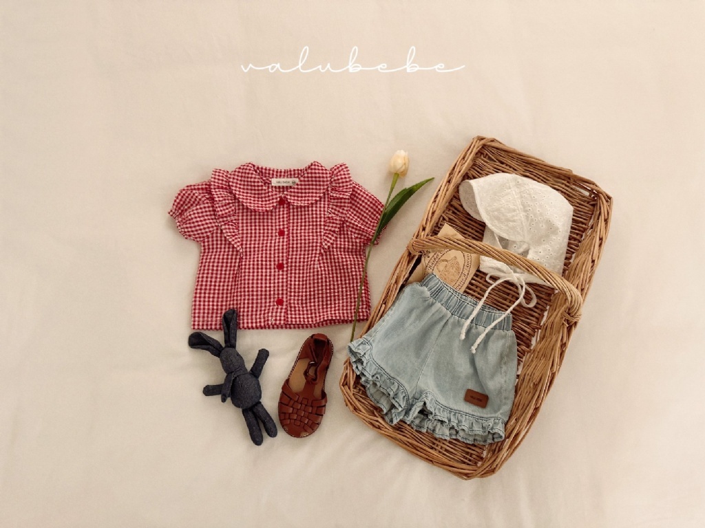 正韓夏valu_bebe 嫩嬰兩色鬆緊花邊牛仔褲
