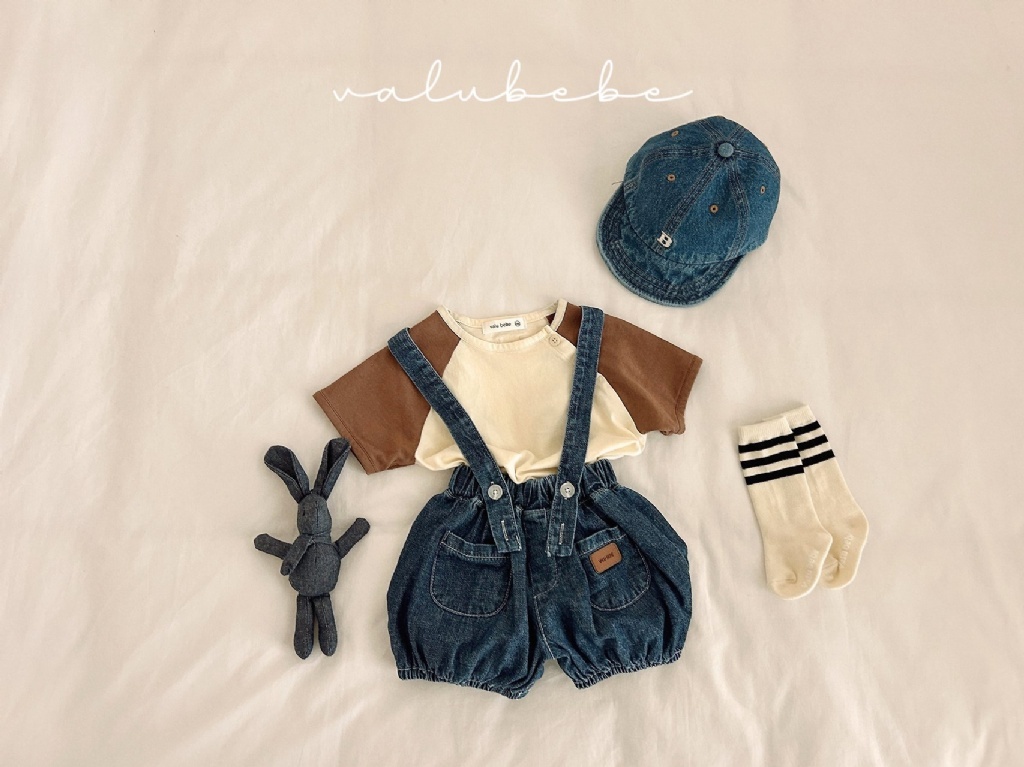 正韓夏valu_bebe 嫩嬰兩色淘氣吊帶褲