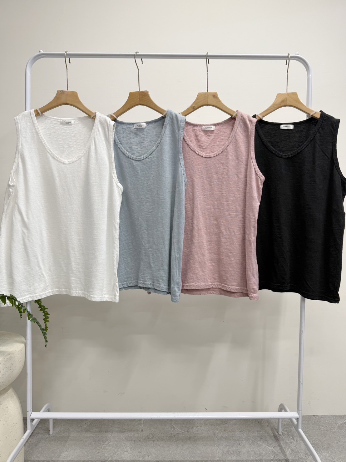 K21010竹節棉素色背心(粉'藍'白'黑)