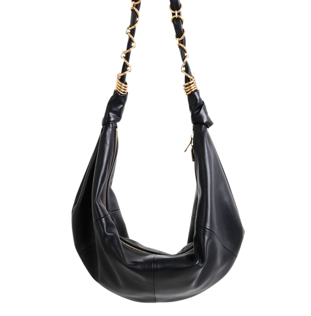 RN260416-K27-PR34A-羊皮-60cm(W)*3cm(D)*21cm(H)-黑色-Hobo 腋下牛角包(腋下/側揹/斜揹) 送 絲巾*1條(款式隨機)