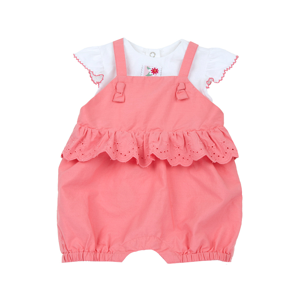 陽光花語-剪接刺繡花邊背心褲套裝