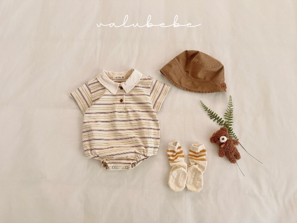正韓夏valu_bebe 嫩嬰條紋包屁衣