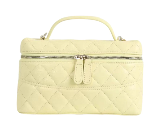 RN260416-K18-PR30B-荔枝紋牛皮-19cm(W)*5cm(D)*12cm(H)-黃色金扣-魚子醬盒子包(可拆卸鏈條帶-手挽/側揹/斜揹) 送 絲巾*1條(款式隨機)