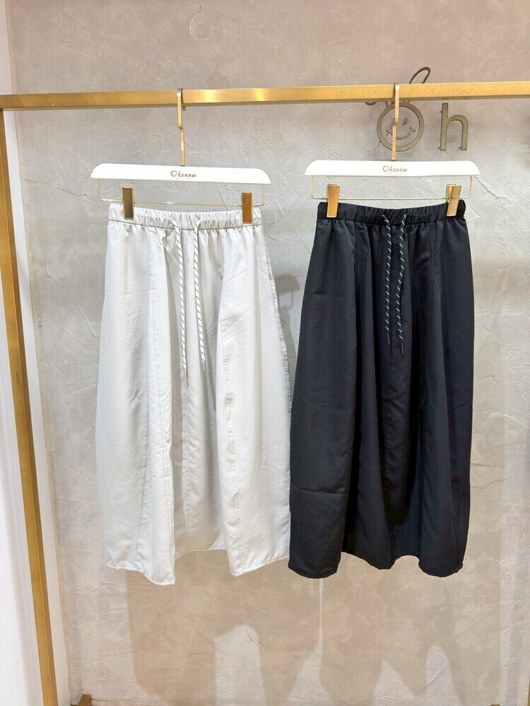 腰鬆緊抽繩南瓜裙