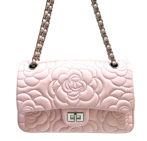 RN260416-K136-PT1A-羊皮山茶花-26cm(W)*7cm(D)*16cm-粉紅色-山茶CF包 送 絲巾*1條(款式隨機)