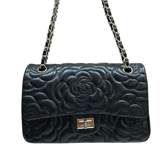 RN260416-K137-PT1B-羊皮山茶花-26cm(W)*7cm(D)*16cm-黑色-山茶CF包 送 絲巾*1條(款式隨機)