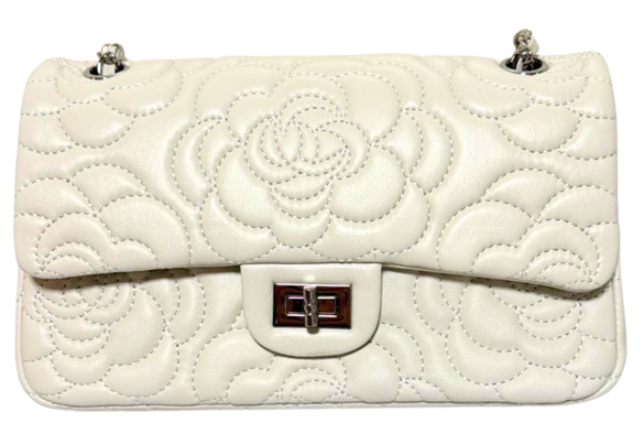 RN260416-K138-PT1C-羊皮山茶花-26cm(W)*7cm(D)*16cm-白色-山茶CF包 送 絲巾*1條(款式隨機)