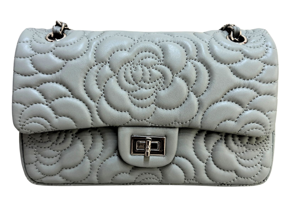 RN260416-K139-PT1D-羊皮山茶花-26cm(W)*7cm(D)*16cm-灰色-山茶CF包 送 絲巾*1條(款式隨機)