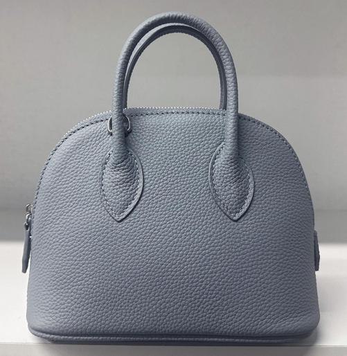 RN260416-K204-PJ1B-TOGO頭層牛皮-18cm(W)*8cm(D)*13cm(H)-亞麻藍-貝殼包(手拎/斜揹) 送 絲巾*1條(款式隨機)