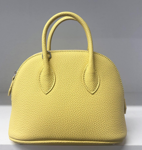 RN260416-K206-PJ1D-TOGO頭層牛皮-18cm(W)*8cm(D)*13cm(H)-檸檬黃-貝殼包(手拎/斜揹) 送 絲巾*1條(款式隨機)