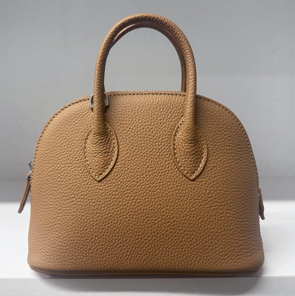 RN260416-K207-PJ1E-TOGO頭層牛皮-18cm(W)*8cm(D)*13cm(H)-金棕色-貝殼包(手拎/斜揹) 送 絲巾*1條(款式隨機)