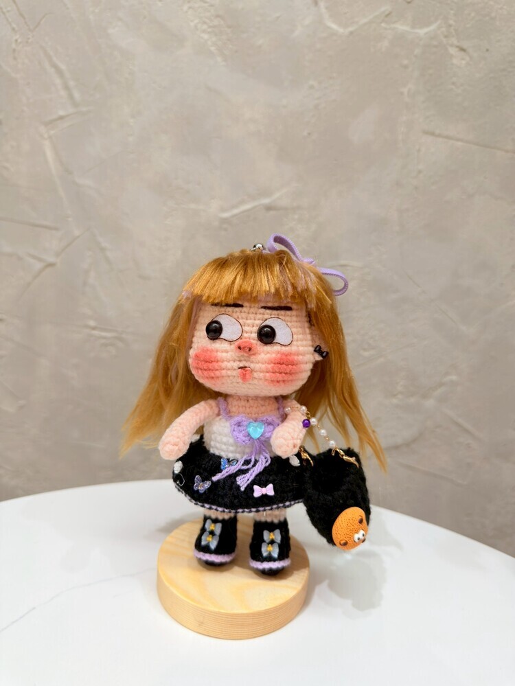 『紫色』豌豆眼睛裙裝醜娃吊飾-27號『約15-17cm』