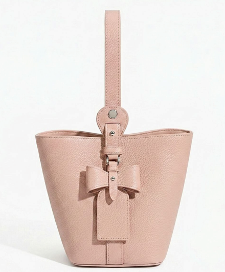 RN260416-K54-PJ4C-頭層牛皮-17.5cm(W)*13cm(D)*19cm(H)-粉紅-水桶包(手挽/腋下/側揹) 送 絲巾*1條(款式隨機)