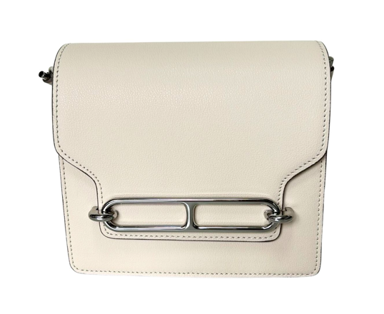 RN260416-K145-PJ50B-山羊紋牛皮-18cm(W)*6cm(D)*15cm(H)-白色銀扣(小)-豬鼻包(單肩/斜揹/腋下) 送 絲巾*1條(款式隨機)