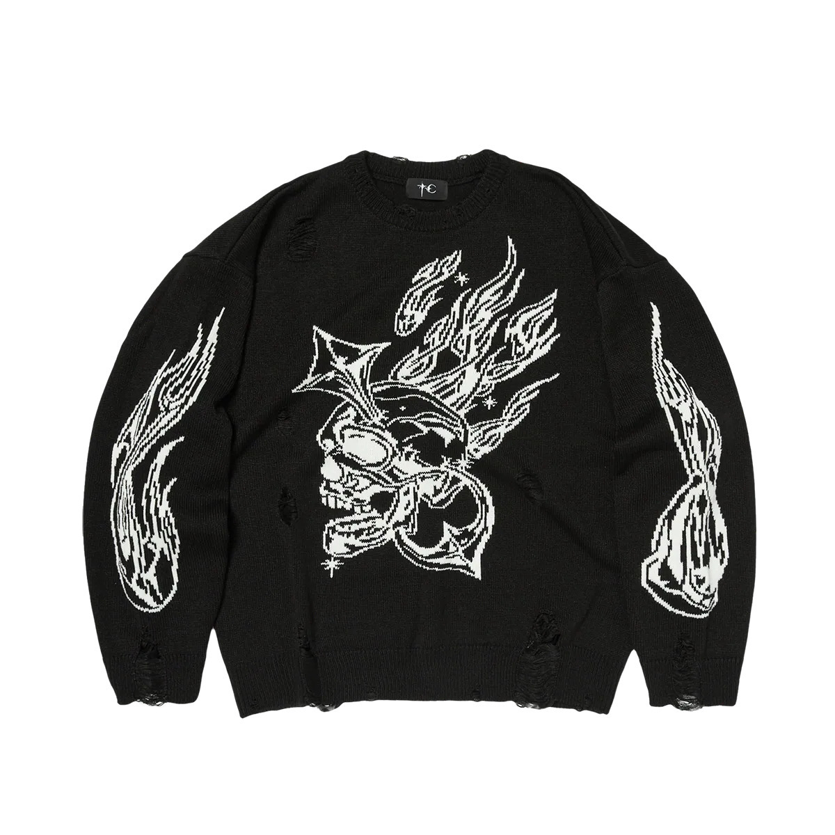 Thug Club｜TC Chrome Skull Knit Sweater (Black)