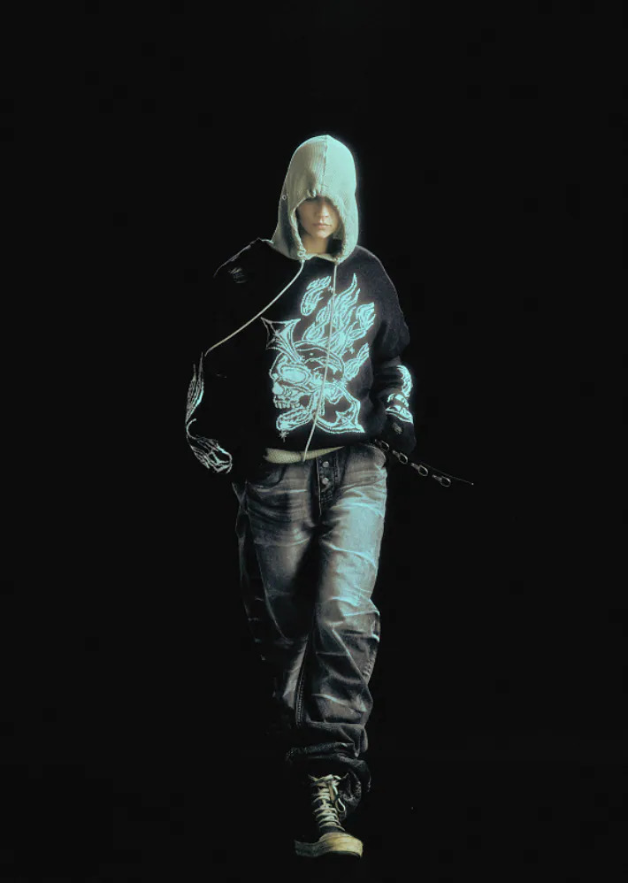 Thug Club｜TC Chrome Skull Knit Sweater (Black)