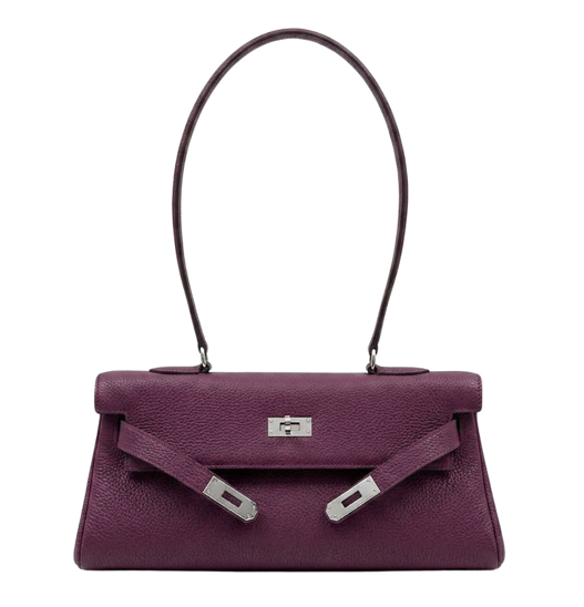 RN260416-K44-PJ2A-頭層TOGO牛皮-33cm(W)*13cm(D)*13cm(H)-海葵紫色-腋下包(手挽/腋下) 送 絲巾*1條(款式隨機)