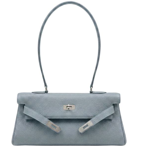 RN260416-K45-PJ2B-頭層TOGO牛皮-33cm(W)*13cm(D)*13cm(H)-聖杯藍色-腋下包(手挽/腋下) 送 絲巾*1條(款式隨機)