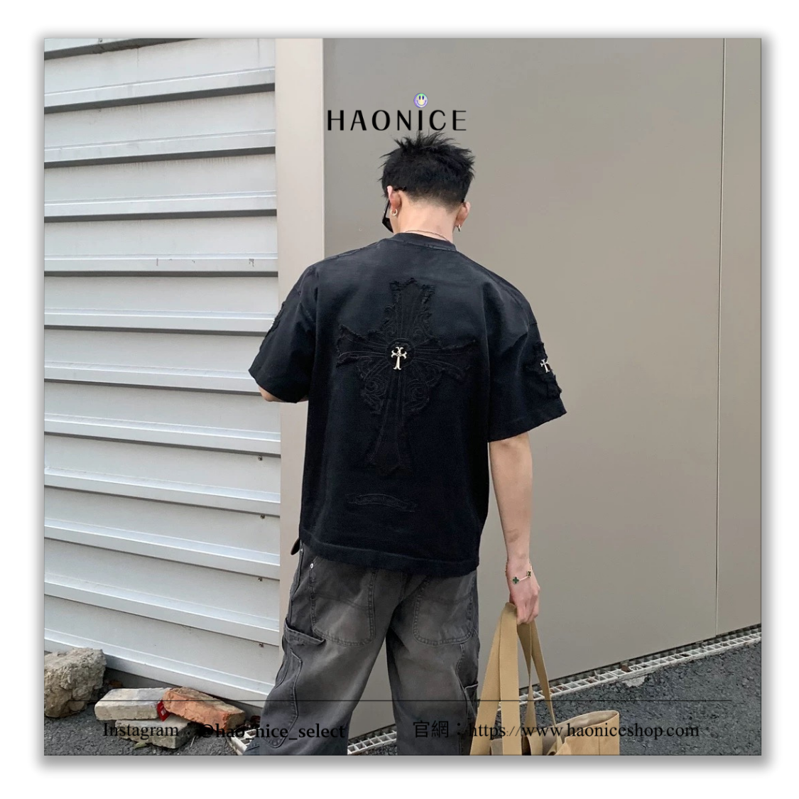 【HAO NICE】訂製款⚡️Chrome Hearts克羅心 銀飾十字架 貼布刺繡 漸層感做舊 短袖 短T