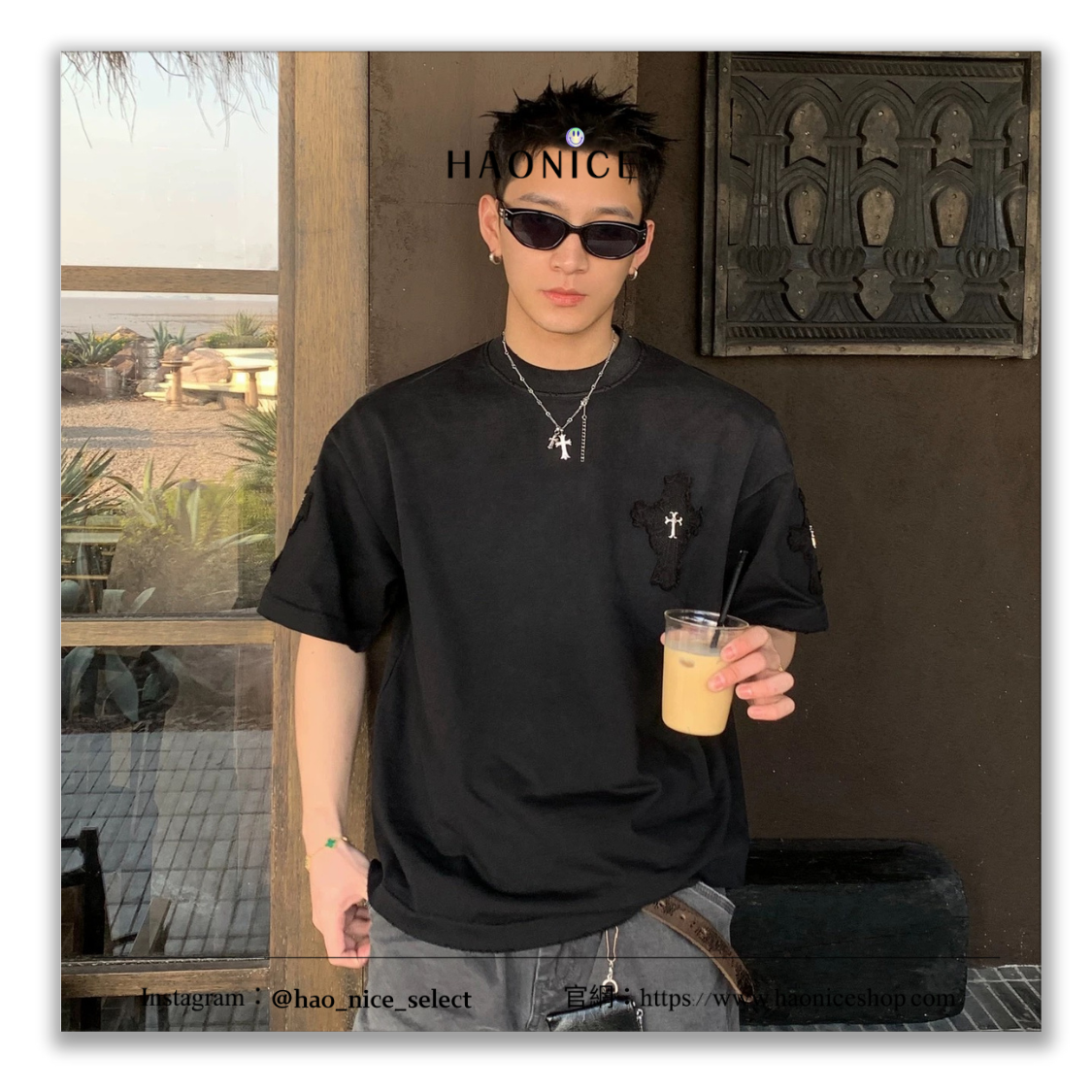 【HAO NICE】訂製款⚡️Chrome Hearts克羅心 銀飾十字架 貼布刺繡 漸層感做舊 短袖 短T