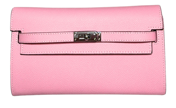 RN260416-K173-PE32C-手掌紋頭層牛皮-21cm(W)*3cm(D)*12cm(H)-粉紅色-銀包(可拆卸肩帶-4卡位,1拉鏈格,2大格)