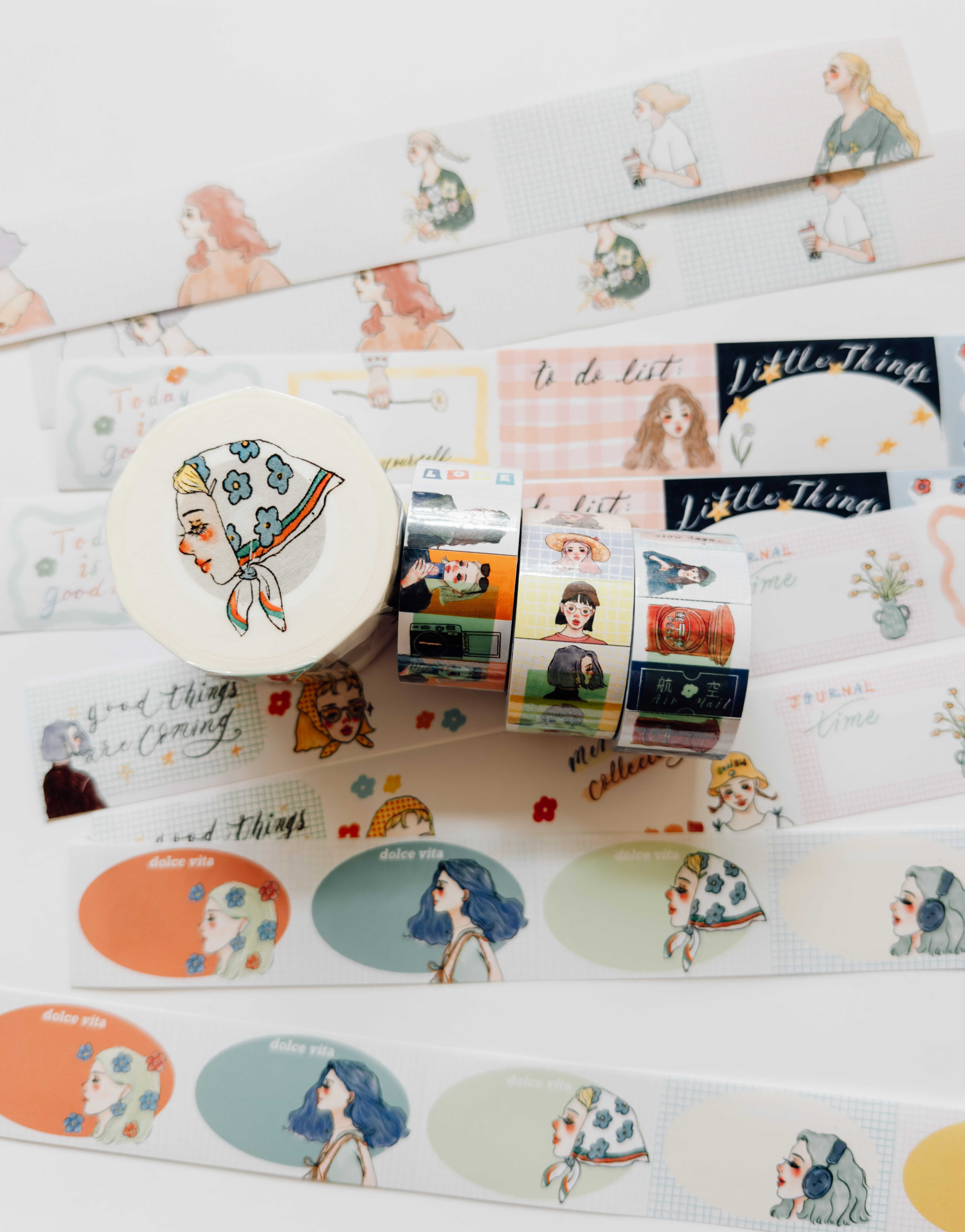 三款新標籤卷 與 優雅旅行和紙膠帶 贈送memo貼紙組｜甜蜜生活