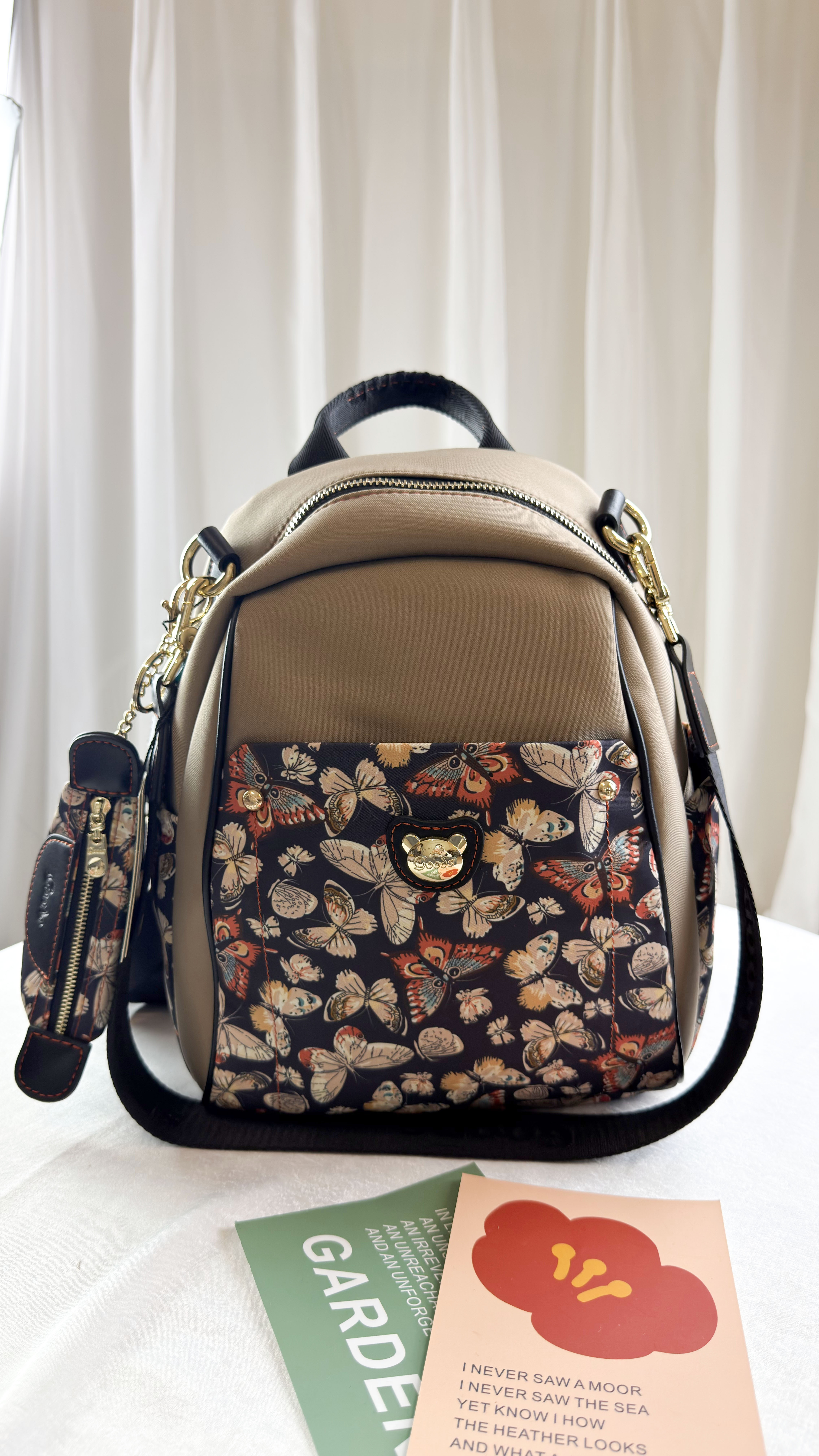 GOODS 奶茶花拼色防潑水後背包   #2892